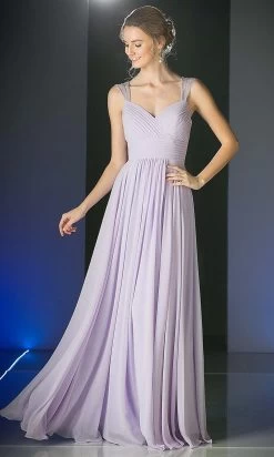 Cinderella Divine - 7461 Beaded Strap Pleated A-Line Chiffon Gown -Boutique Wedding Dress Store cinderella divine 7461 beaded strap pleated a line chiffon gown bridesmaid dresses 14895384166483
