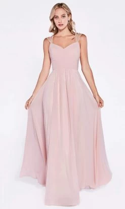 Cinderella Divine - 7461 Beaded Strap Pleated A-Line Chiffon Gown -Boutique Wedding Dress Store cinderella divine 7461 beaded strap pleated a line chiffon gown bridesmaid dresses 4 champagne 14895384330323