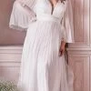 Cinderella Divine Bridal - Deep V-Neck Pleated Bridal Gown CD242WC - 1 Pc Off White In Size 22 Available -Boutique Wedding Dress Store cinderella divine bridal deep v neck pleated bridal gown cd242wc 1 pc off white in size 20 available ccsale 30710786850899