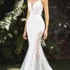 Cinderella Divine Bridal - V-Neck Sheer Slit Bridal Gown CD937W - 1 Pc Off White In Size 4 Available -Boutique Wedding Dress Store cinderella divine bridal v neck sheer slit bridal gown cd937w 1 pc off white in size 4 available ccsale 4 off white 30710787768403