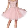 Cinderella Divine - CD0132 Cold Shoulder Glitter Tulle Cocktail Dress 2 Cinderella Divine - CD0132 Cold Shoulder Glitter Tulle Cocktail Dress -Boutique Wedding Dress Store cinderella divine cd0132 cold shoulder glitter tulle cocktail dress cocktail dresses xs blush 28292518379603