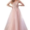 Cinderella Divine - CD0154 Plunging Beaded Appliqued Tulle Dress 1 Cinderella Divine - CD0154 Plunging Beaded Appliqued Tulle Dress -Boutique Wedding Dress Store cinderella divine cd0154 plunging beaded appliqued tulle dress prom dresses xxs blush 13992484634707