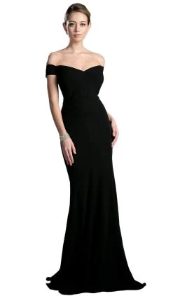 Cinderella Divine - CD711 Sleek Off-Shoulder Jersey Sheath Prom Dress 16 Cinderella Divine - CD711 Sleek Off-Shoulder Jersey Sheath Prom Dress -Boutique Wedding Dress Store cinderella divine cd711 sleek off shoulder jersey sheath prom dress bridesmaid dresses s black 28290023325779