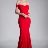 Cinderella Divine - CD711 Sleek Off-Shoulder Jersey Sheath Prom Dress -Boutique Wedding Dress Store cinderella divine cd711 sleek off shoulder jersey sheath prom dress bridesmaid dresses s red 28290015887443