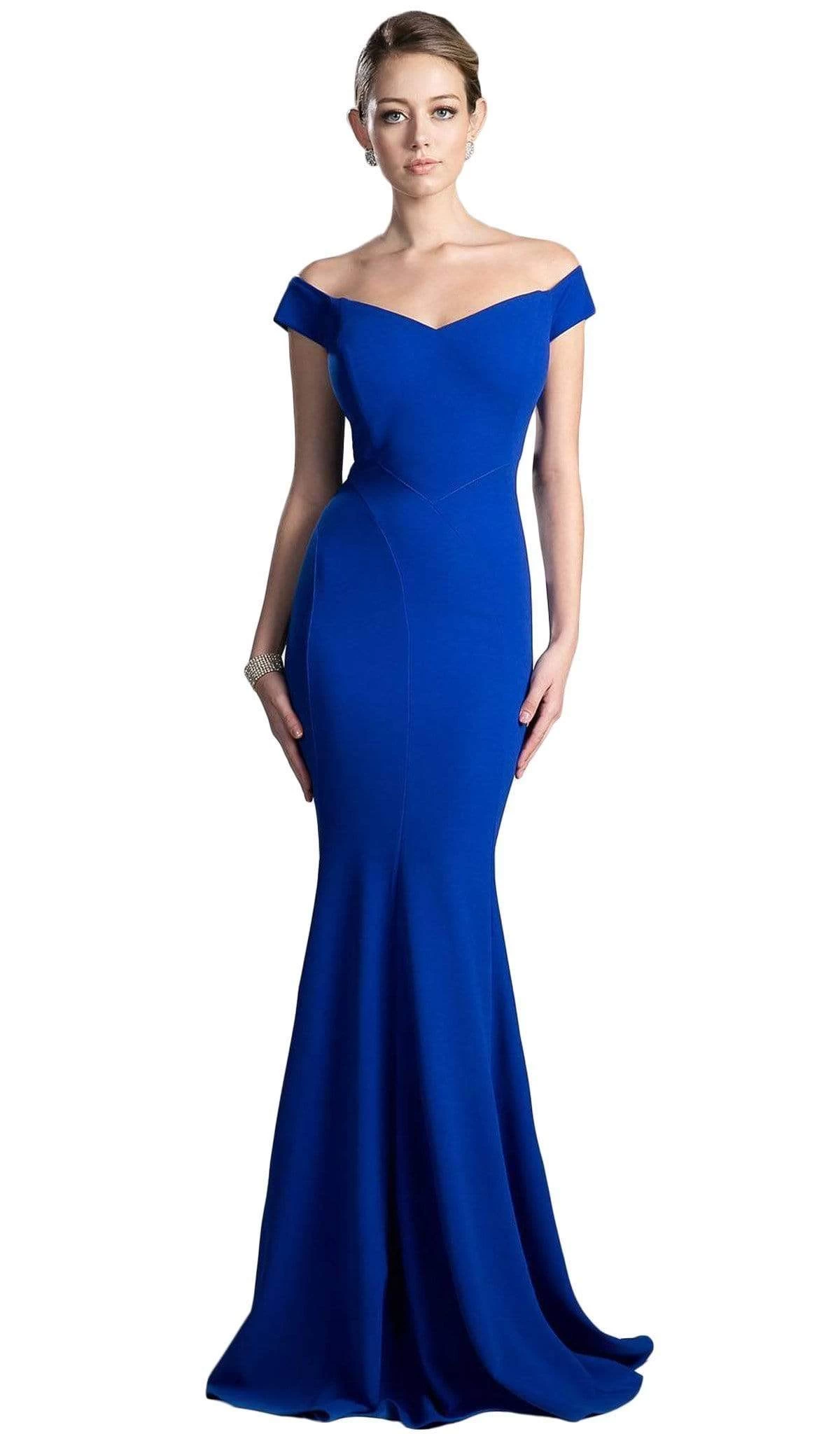Cinderella Divine - CD711 Sleek Off-Shoulder Jersey Sheath Prom Dress 5 Cinderella Divine - CD711 Sleek Off-Shoulder Jersey Sheath Prom Dress - Image 3