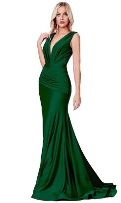 Cinderella Divine - CD912 Sleeveless V Neck Mermaid Long Evening Gown -Boutique Wedding Dress Store cinderella divine cd912 sleeveless v neck mermaid long evening gown evening dresses 2 emerald 28804897013843