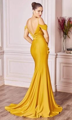 Cinderella Divine - CD942 Cold Shoulders V-Neck Draped Evening Dress -Boutique Wedding Dress Store cinderella divine cd942 cold shoulders v neck draped evening dress bridesmaid dresses 15880889958483