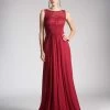 Cinderella Divine - CH525 Bateau Neckline Ruched Empire Waist Gown -Boutique Wedding Dress Store cinderella divine ch525 bateau neckline ruched empire waist gown prom dresses xs burgundy 6179264725049