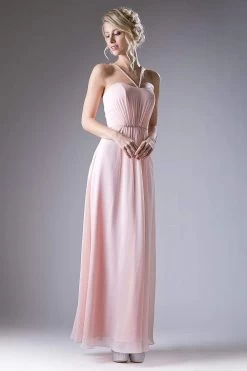 Cinderella Divine - CH529 Beaded Spaghetti Straps Chiffon A Line Gown