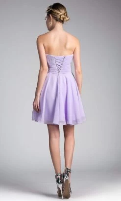 Cinderella Divine - CJ216S Rosette Pleated Sweetheart Chiffon Cocktail Dress -Boutique Wedding Dress Store cinderella divine cj216s rosette pleated sweetheart chiffon cocktail dress special occasion dress 14647085006931