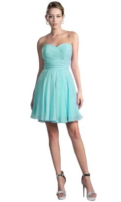 Cinderella Divine - CJ216S Rosette Pleated Sweetheart Chiffon Cocktail Dress -Boutique Wedding Dress Store cinderella divine cj216s rosette pleated sweetheart chiffon cocktail dress special occasion dress 14647085039699