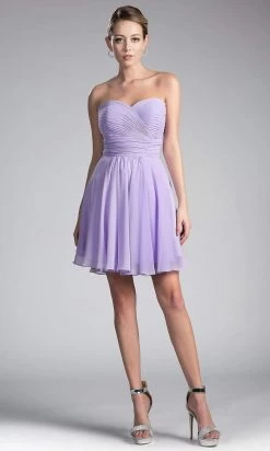 Cinderella Divine - CJ216S Rosette Pleated Sweetheart Chiffon Cocktail Dress -Boutique Wedding Dress Store cinderella divine cj216s rosette pleated sweetheart chiffon cocktail dress special occasion dress 2 lilac 14647085170771