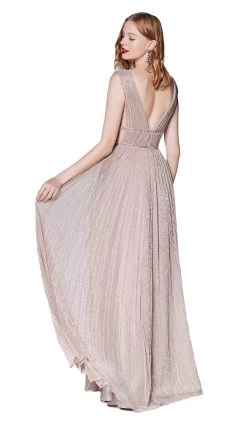 Cinderella Divine - CJ524 Metallic Plunging V-Neck A-Line Dress -Boutique Wedding Dress Store cinderella divine cj524 metallic plunging v neck a line dress bridesmaid dresses 13745841406035