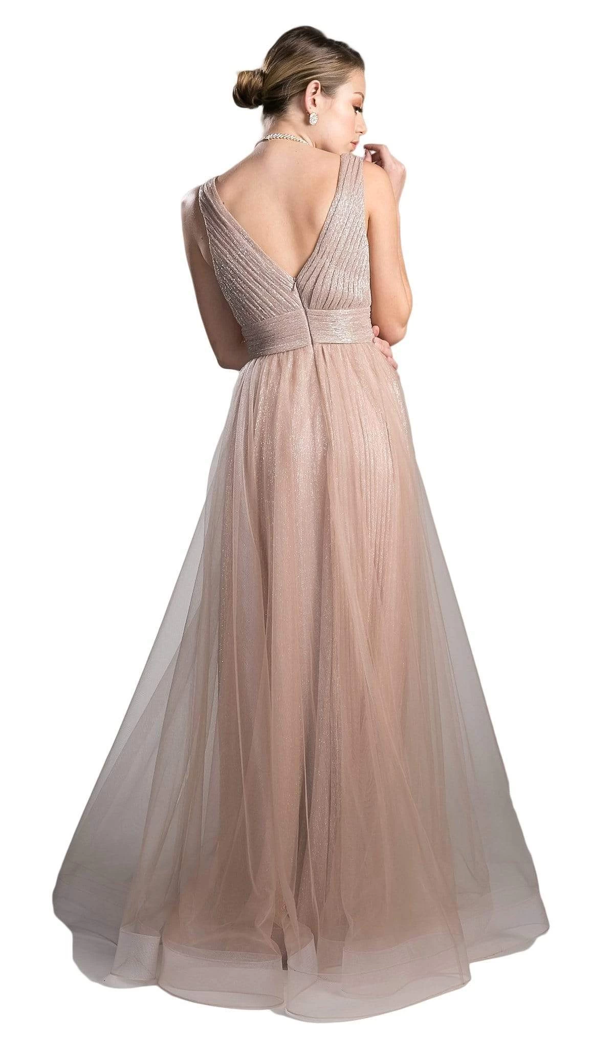 Cinderella Divine - CT0040 Metallic Knit Deep V-neck A-line Dress 4 Cinderella Divine - CT0040 Metallic Knit Deep V-neck A-line Dress - Image 2