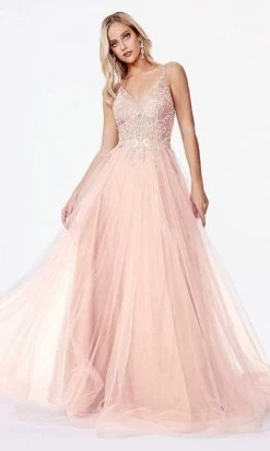Cinderella Divine - KC897 Embroidered Lace A-line Long Dress -Boutique Wedding Dress Store cinderella divine kc897 embroidered lace a line long dress prom dresses 2 rose 28896865648723