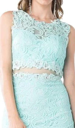 Cinderella Divine - Sleeveless Illusion Jewel Lace Sheath Fitted Cocktail Dress -Boutique Wedding Dress Store cinderella divine sleeveless illusion jewel lace sheath fitted cocktail dress special occasion dress 28049695440979