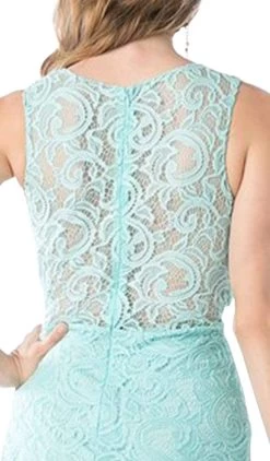 Cinderella Divine - Sleeveless Illusion Jewel Lace Sheath Fitted Cocktail Dress -Boutique Wedding Dress Store cinderella divine sleeveless illusion jewel lace sheath fitted cocktail dress special occasion dress 28049701732435