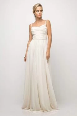 Cinderella Divine - UR136 Sleeveless Empire Waist Chiffon Dress -Boutique Wedding Dress Store cinderella divine ur136 sleeveless empire waist chiffon dress bridesmaid dresses 4 cream 28048663674963