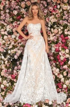 Clarisse - 5102 Strapless Lace Sweetheart Dress With Overskirt