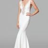 Clarisse - 600129 Embellished Deep V-neck Mermaid Dress -Boutique Wedding Dress Store clarisse 600129 embellished deep v neck mermaid dress wedding dresses 0 ivory 12796091793491