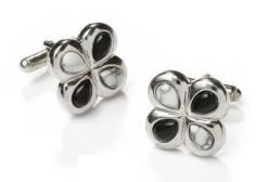 Clover Shaped Silver Cufflinks - Novelty