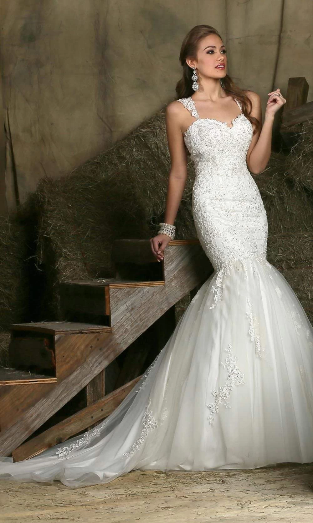 Da Vinci Bridal - 50330 Embroidery Tulle Mermaid Illusion Gown 3 Da Vinci Bridal - 50330 Embroidery Tulle Mermaid Illusion Gown