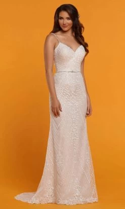 Da Vinci Bridal - 50511 Sleeveless V Neck Beaded Column Bridal Gown