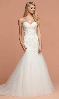 Da Vinci Bridal - 50575 Beaded Fabric Tulle Mermaid Gown