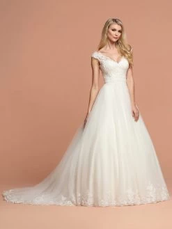 Da Vinci Bridal - 50584 Wide V Neck Embellished A-line Gown -Boutique Wedding Dress Store da vinci bridal 50584 wide v neck embellished a line gown wedding dresses 2 ivory 15446051815507
