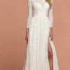 Da Vinci Bridal - 50596 Long Sleeve Lacey Slit Dress 1 Da Vinci Bridal - 50596 Long Sleeve Lacey Slit Dress -Boutique Wedding Dress Store da vinci bridal 50596 long sleeve lacey slit dress bridal dresses 2 ivory 15454481973331