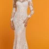 Da Vinci - Sheer Long Sleeve Lace Bridal Dress 50516 - 1 Pc Ivory/Nude In Size 12 Available -Boutique Wedding Dress Store da vinci sheer long sleeve lace bridal dress 50516 1 pc ivory ivory in size 18 available ccsale 18 ivory ivory 29860593074259