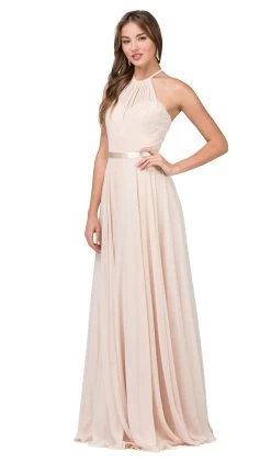 Dancing Queen - 2176 Illusion High Halter Chiffon A-Line Prom Gown -Boutique Wedding Dress Store dancing queen 2176 illusion high halter chiffon a line prom gown prom dresses xs champagne 5682371625017