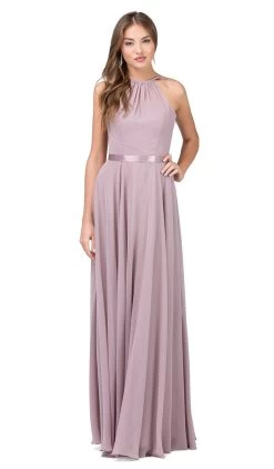 Dancing Queen - 2176 Illusion High Halter Chiffon A-Line Prom Gown -Boutique Wedding Dress Store dancing queen 2176 illusion high halter chiffon a line prom gown prom dresses xs mocha 5682371690553