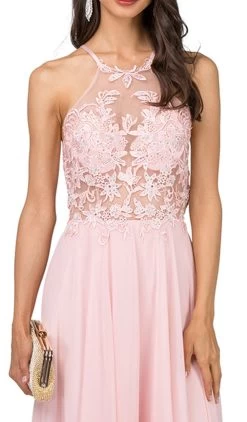 Dancing Queen - 2369 Embroidered Sheer Halter Chiffon Prom Dress 10 Dancing Queen - 2369 Embroidered Sheer Halter Chiffon Prom Dress -Boutique Wedding Dress Store dancing queen 2369 embroidered sheer halter chiffon prom dress special occasion dress 5682138611769