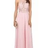 Dancing Queen - 2369 Embroidered Sheer Halter Chiffon Prom Dress 1 Dancing Queen - 2369 Embroidered Sheer Halter Chiffon Prom Dress -Boutique Wedding Dress Store dancing queen 2369 embroidered sheer halter chiffon prom dress special occasion dress xs blush 28931673227347