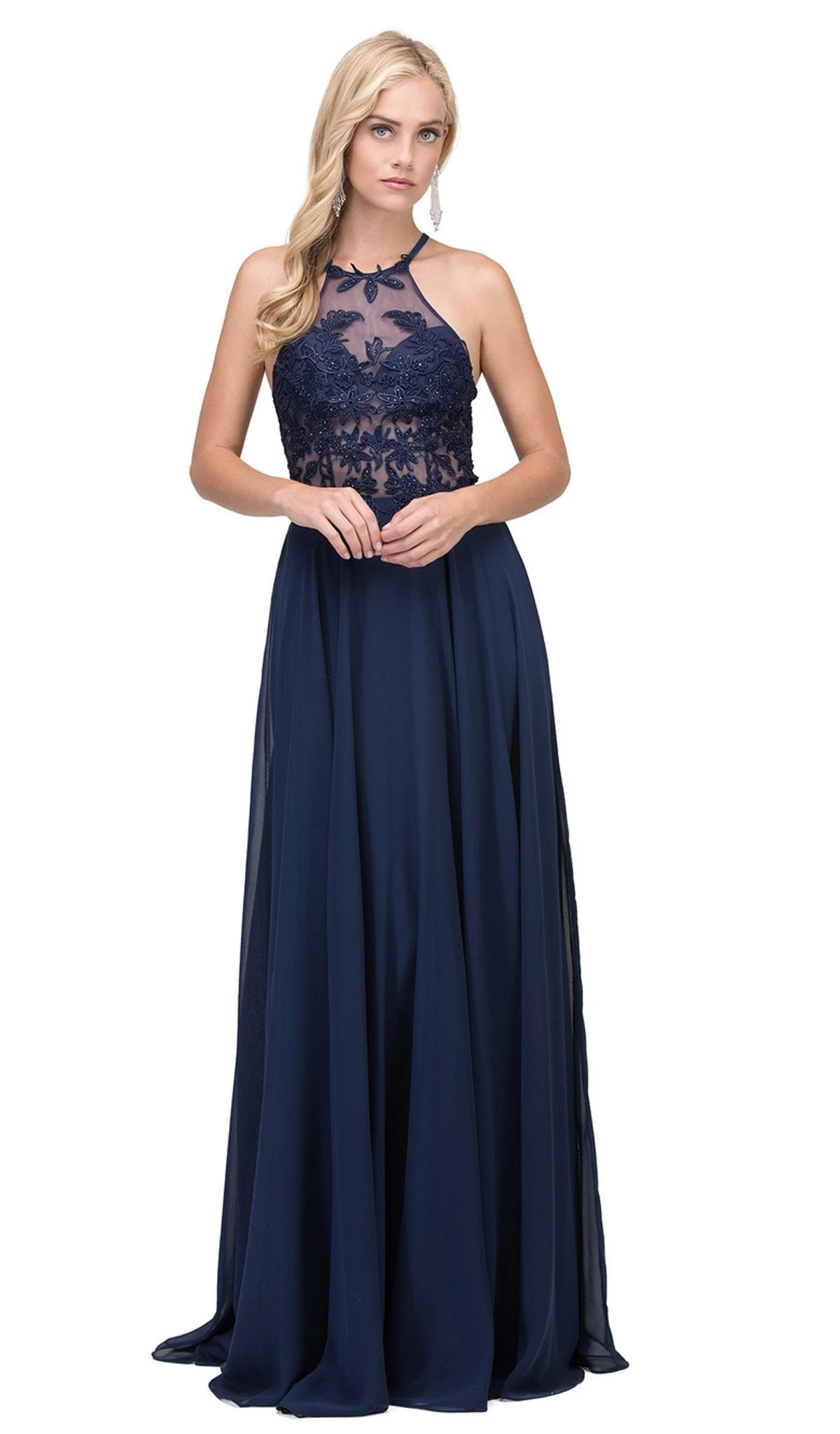 Dancing Queen - 2369 Embroidered Sheer Halter Chiffon Prom Dress 7 Dancing Queen - 2369 Embroidered Sheer Halter Chiffon Prom Dress - Image 5