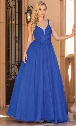 Dancing Queen 4328 - Embroidery-Detailed A-line Gown -Boutique Wedding Dress Store dancing queen 4328 embroidery detailed a line gown special occasion dress xs royal blue 32208336420947