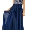 Dancing Queen 9282 Rhinestone Crusted Illusion A-Line Navy Prom Dress