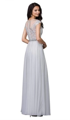 Dancing Queen - 9400 Illusion Neckline Beaded Belt A-Line Dress -Boutique Wedding Dress Store dancing queen 9400 illusion neckline beaded belt a line dress bridesmaid dresses 5997548503097