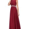 Dancing Queen - 9400 Illusion Neckline Beaded Belt A-Line Dress -Boutique Wedding Dress Store dancing queen 9400 illusion neckline beaded belt a line dress bridesmaid dresses xs burgundy 5997554696249