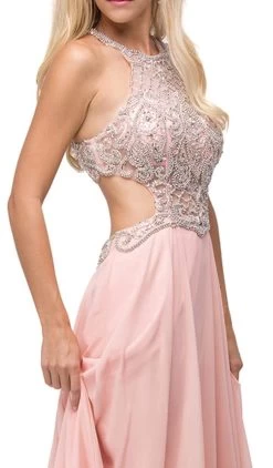 Dancing Queen - 9740 Bejeweled A-line Evening Dress -Boutique Wedding Dress Store dancing queen 9740 bejeweled a line evening dress evening dressses s blush 28586634772563