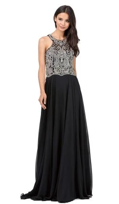 Dancing Queen - 9740 Bejeweled A-line Evening Dress -Boutique Wedding Dress Store dancing queen 9740 bejeweled a line evening dress evening dressses xs black 28586634575955