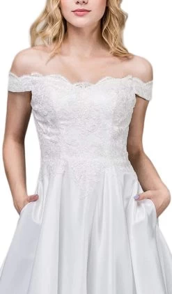 Dancing Queen Bridal - 61 Applique Off-Shoulder A-line Gown -Boutique Wedding Dress Store dancing queen bridal 61 applique off shoulder a line gown wedding dresses 11044920754259