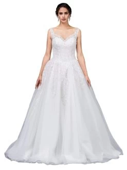 Dancing Queen Bridal - 72 Applique V-neck Ballgown