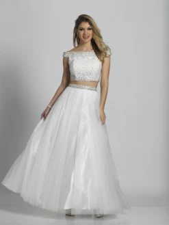 Dave & Johnny - A6092 Crystal Beaded Off Shoulder A-Line Gown