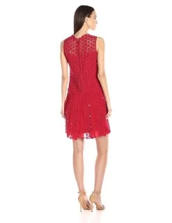 Immediate Apparel - E41VA607 Embellished Crochet A-line Dress -Boutique Wedding Dress Store elie tahari e41va607 embellished crochet a line dress special occasion dress 28880641228883