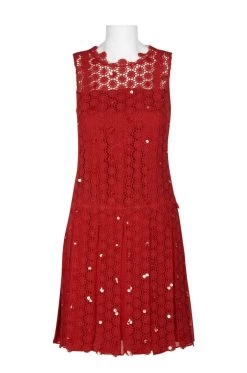 Immediate Apparel - E41VA607 Embellished Crochet A-line Dress -Boutique Wedding Dress Store elie tahari e41va607 embellished crochet a line dress special occasion dress 6918653378643