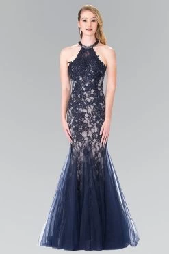Elizabeth K Bridal - GL2243 Lace Halter Mermaid Gown -Boutique Wedding Dress Store elizabeth k bridal gl2243 lace halter mermaid gown wedding dresses xs navy 5412807999545