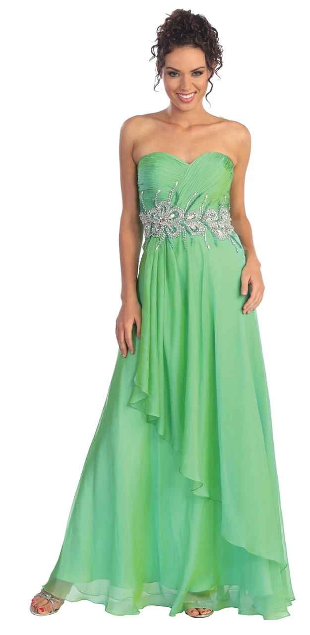 Elizabeth K - GL1001 Spliced Pleats Sweetheart Chiffon Gown 3 Elizabeth K - GL1001 Spliced Pleats Sweetheart Chiffon Gown