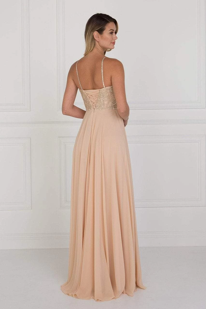 Elizabeth K - GL1571 Gold Embroidered Sweetheart Chiffon A-line Dress 4 Elizabeth K - GL1571 Gold Embroidered Sweetheart Chiffon A-line Dress - Image 2